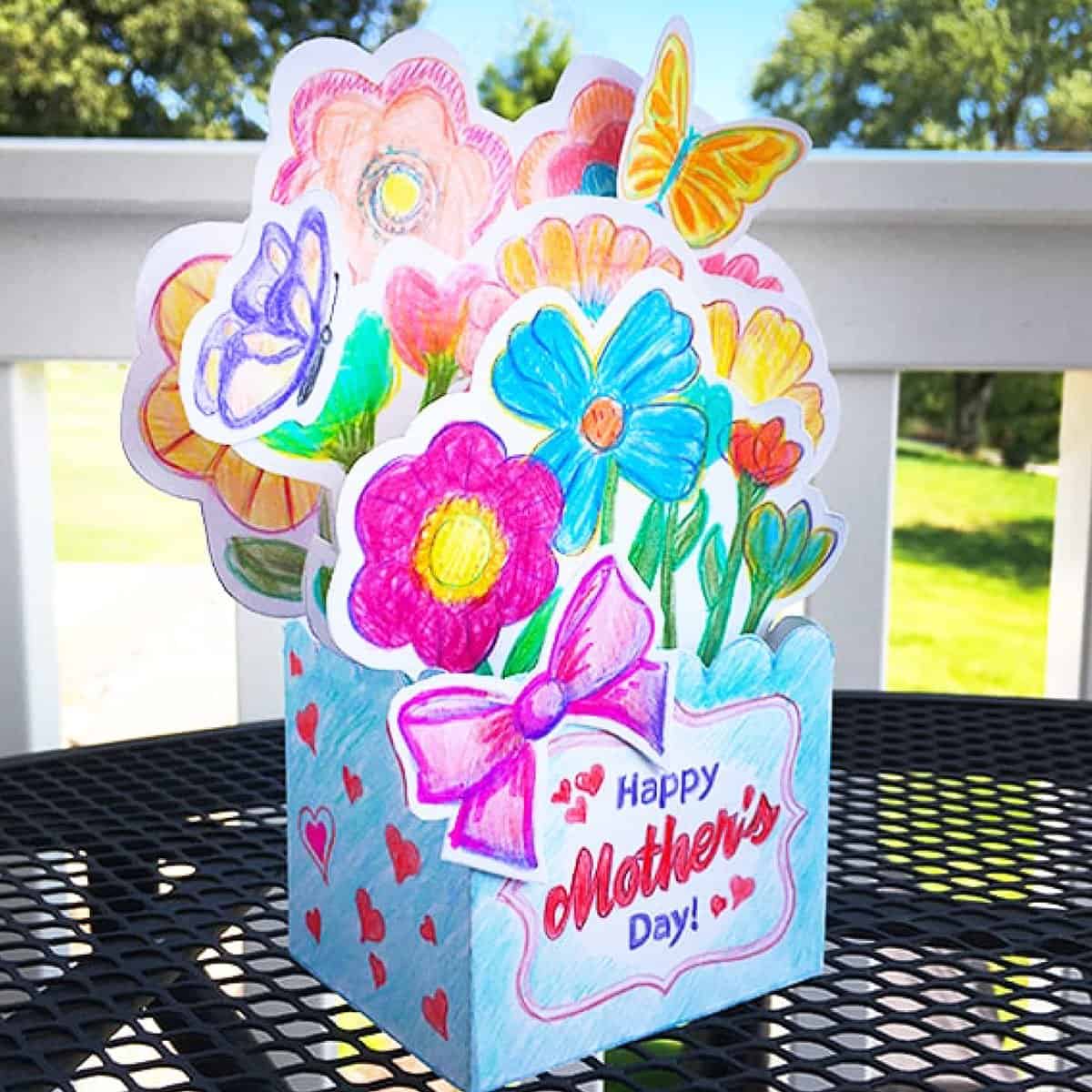 Mothers Day Popup Coloring Card Square Feature min