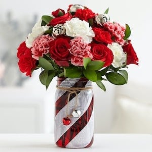 Candy Cane Mason Jar vase Christmas craft for adults