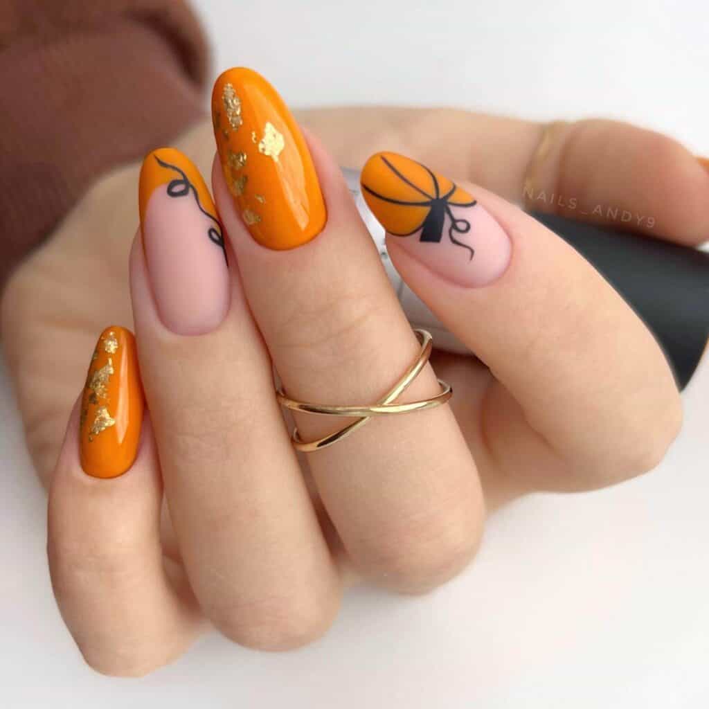 Chic summer nails featuring vibrant orange hues, from neon to burnt with glitter accents, perfect for adding a seasonal touch.