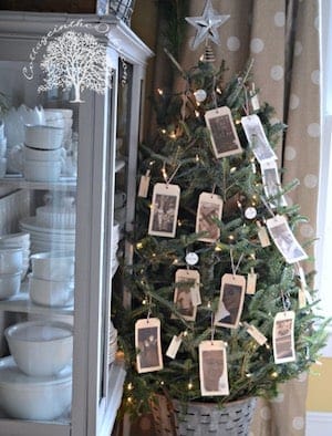 Vintage Christmas Tree in an Olive Bucket