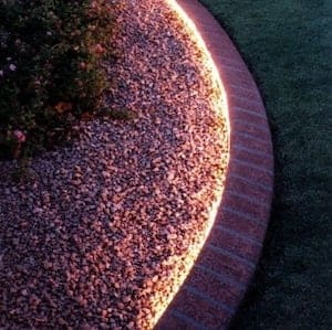 Rope light lined walkway for Front Yard