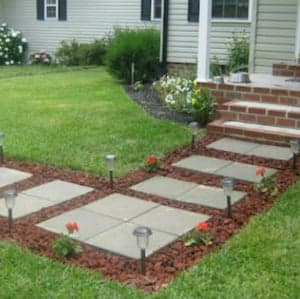 Lava Rock Paver Walkway Landscaping for Front Yard