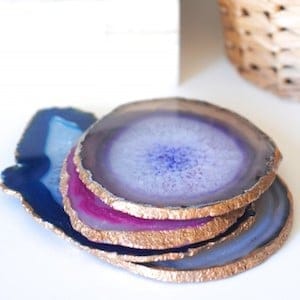 gilded gold edged agate coasters set