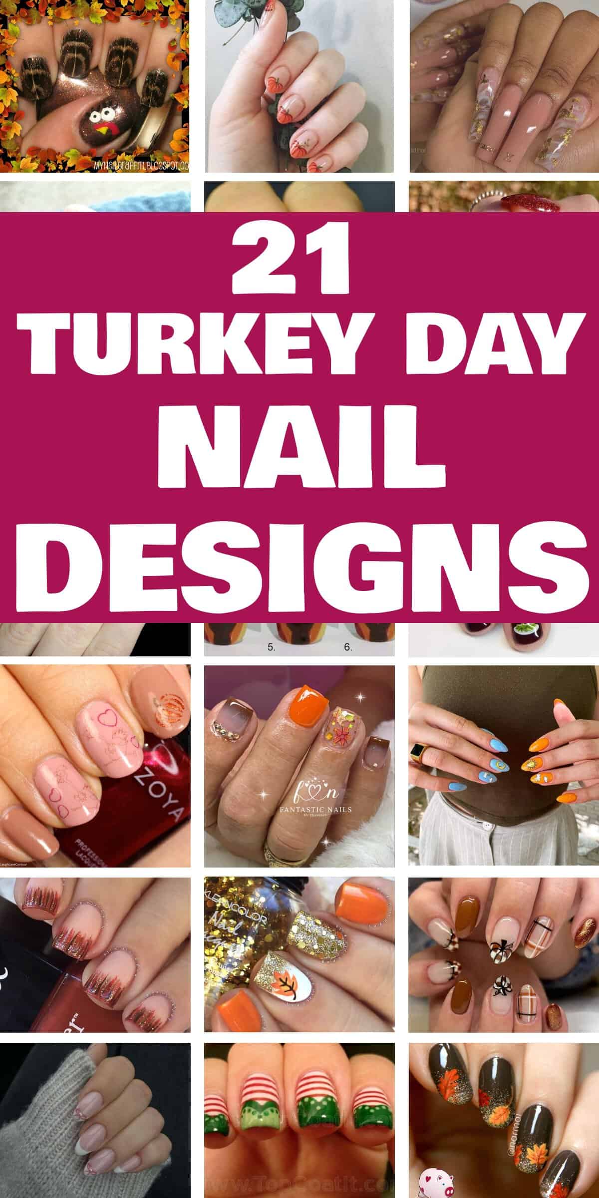 21 Cute Turkey Day Nail Designs