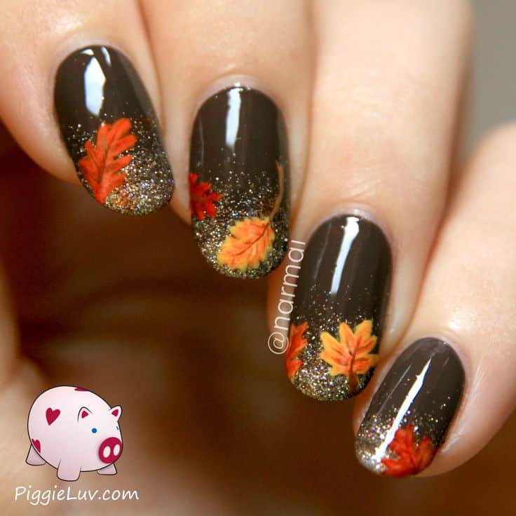 16 Cute And Easy Thanksgiving Nail Art Tutorials - Turkey Day Themed Nail Art