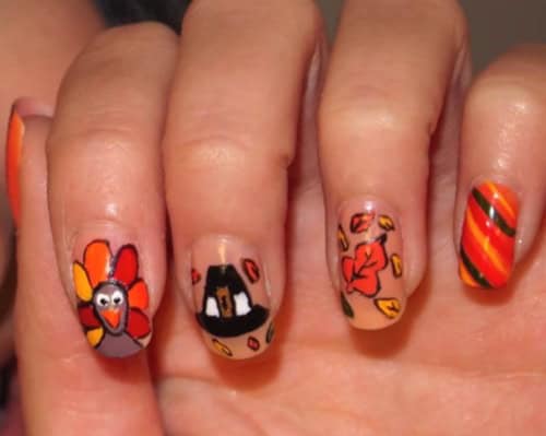 Turkey Day Themed Nail Art