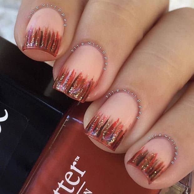 21 Amazing Thanksgiving Nail Art Ideas - StayGlam - Turkey Day Themed Nail Art