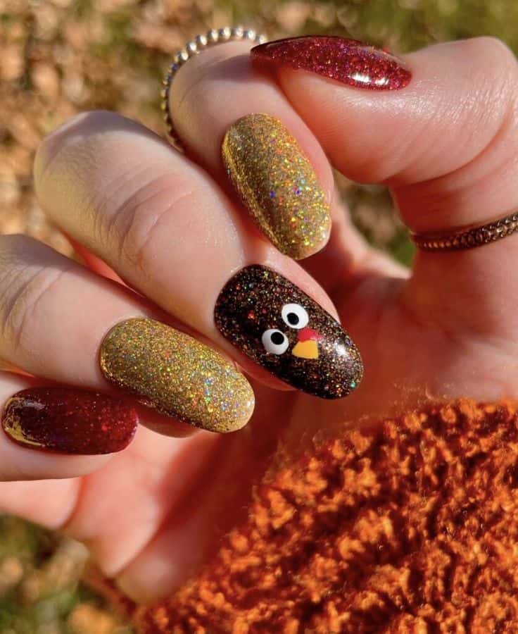 50+ Thanksgiving Nails to Get Your Gratitude On - ♡ July Blossom ♡ - Turkey Day Themed Nail Art